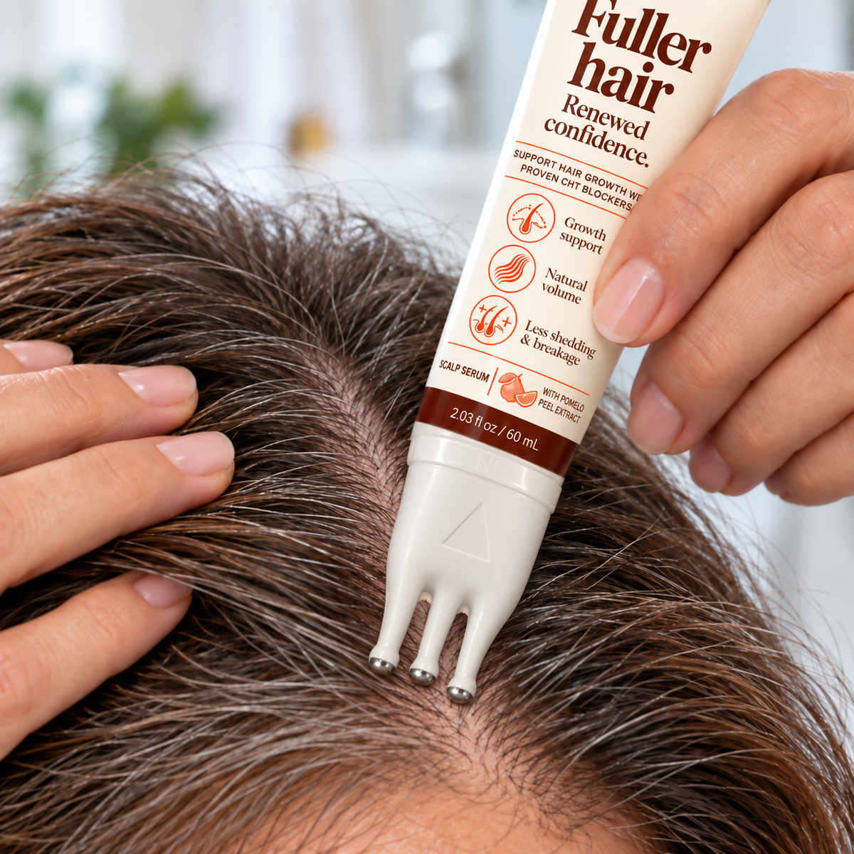 Applying Folvella with the three-ball scalp roller